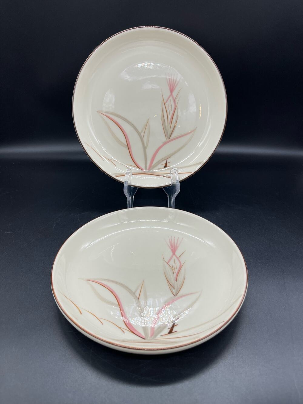 Vintage MCM Winfield True Porcelain Dragon Flower Set of 2 Salad Plates 7.5"